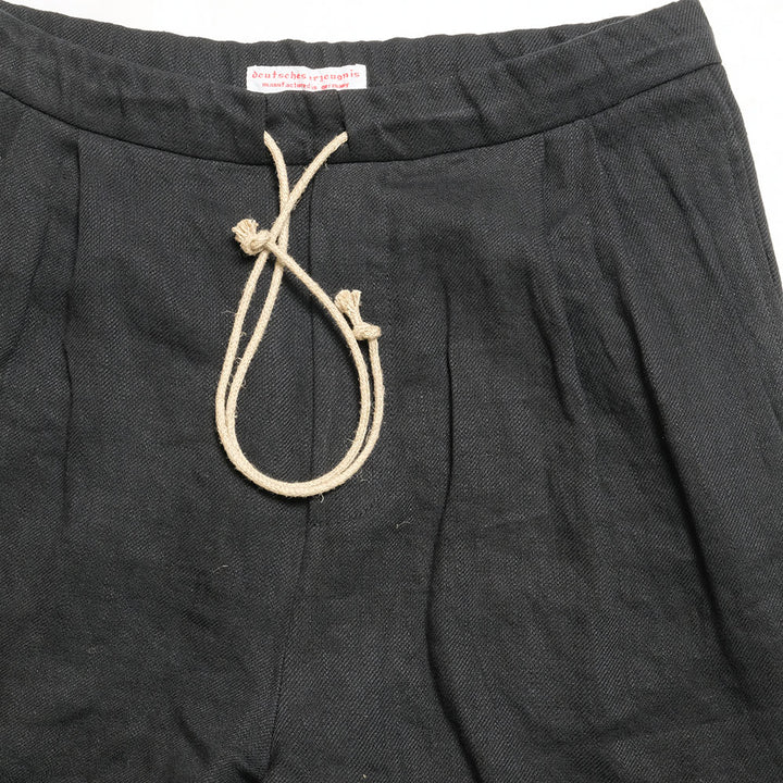 FRANK LEDER - WASHED LINEN DRAWSTRING 2TUCK TROUSERS - FL-0513011