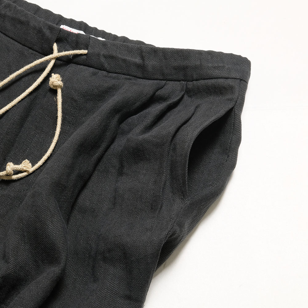 FRANK LEDER - WASHED LINEN DRAWSTRING 2TUCK TROUSERS - FL-0513011