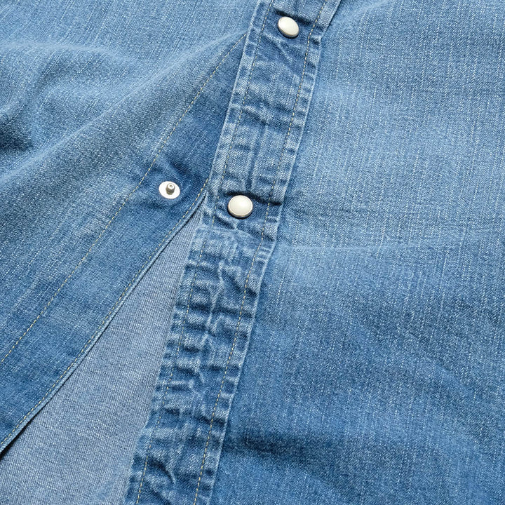 BURGUS PLUS - 8oz Denim Western Shirt - Used Wash - HBP-301WS