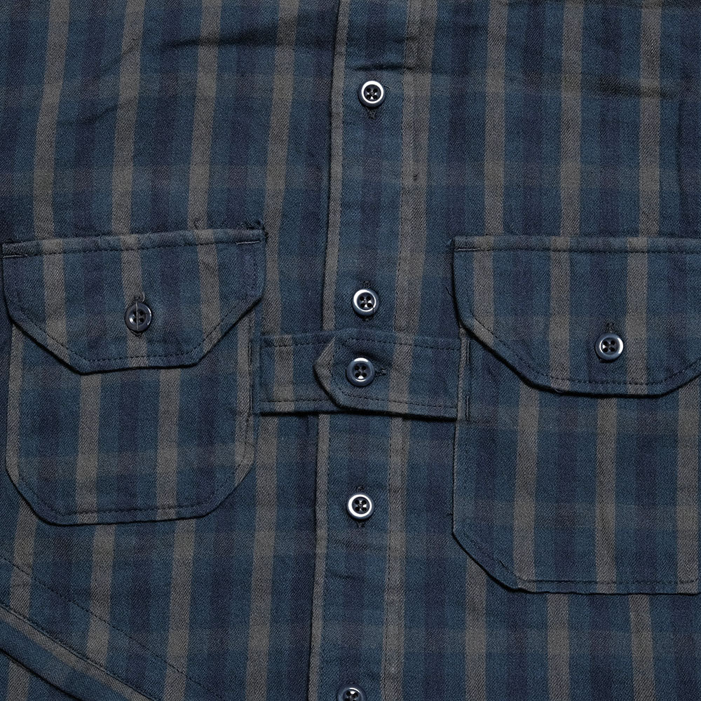 Engineered Garments - Banded Collar Shirt- Cotton Flannel Plaid - LN055