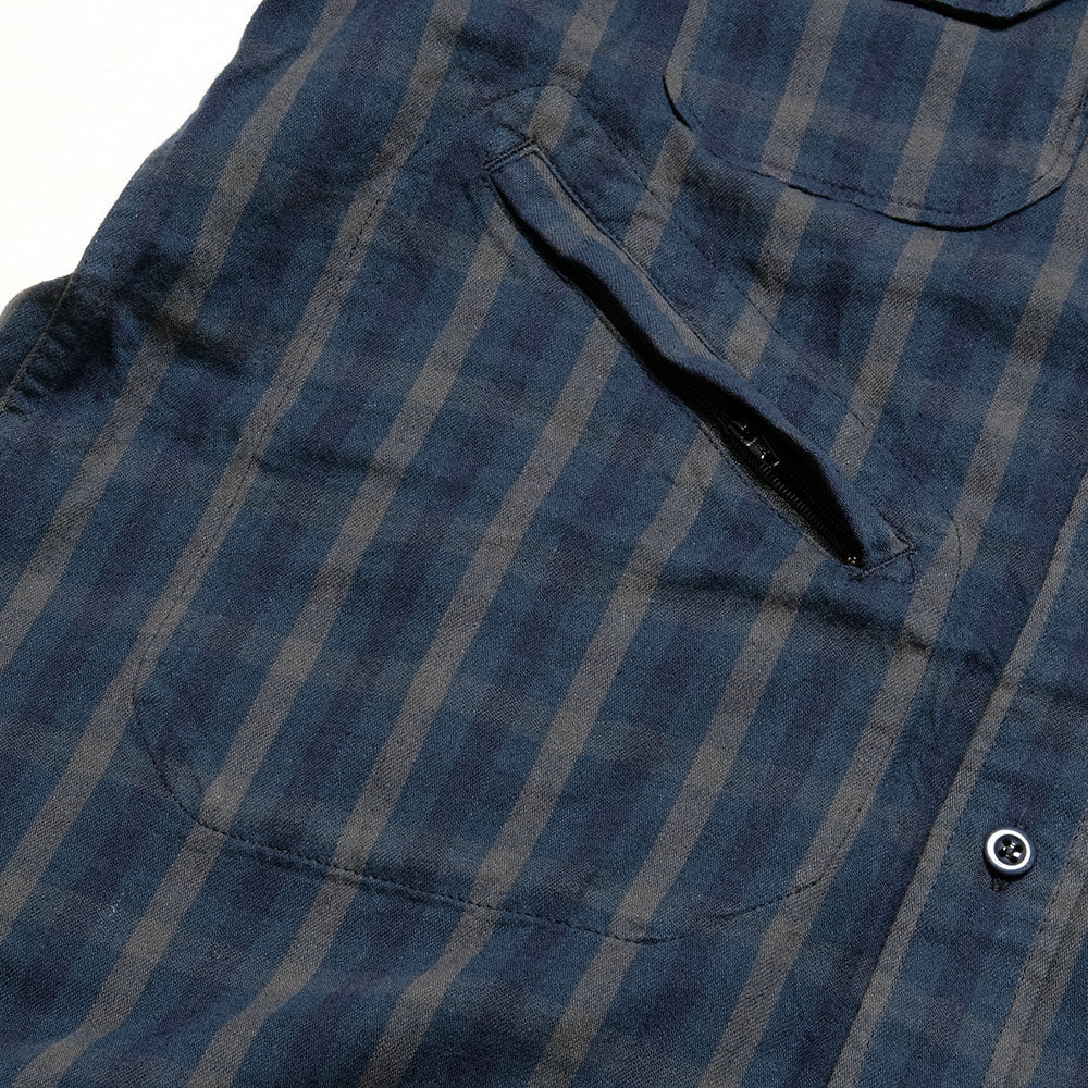 Engineered Garments - Banded Collar Shirt- Cotton Flannel Plaid - LN055