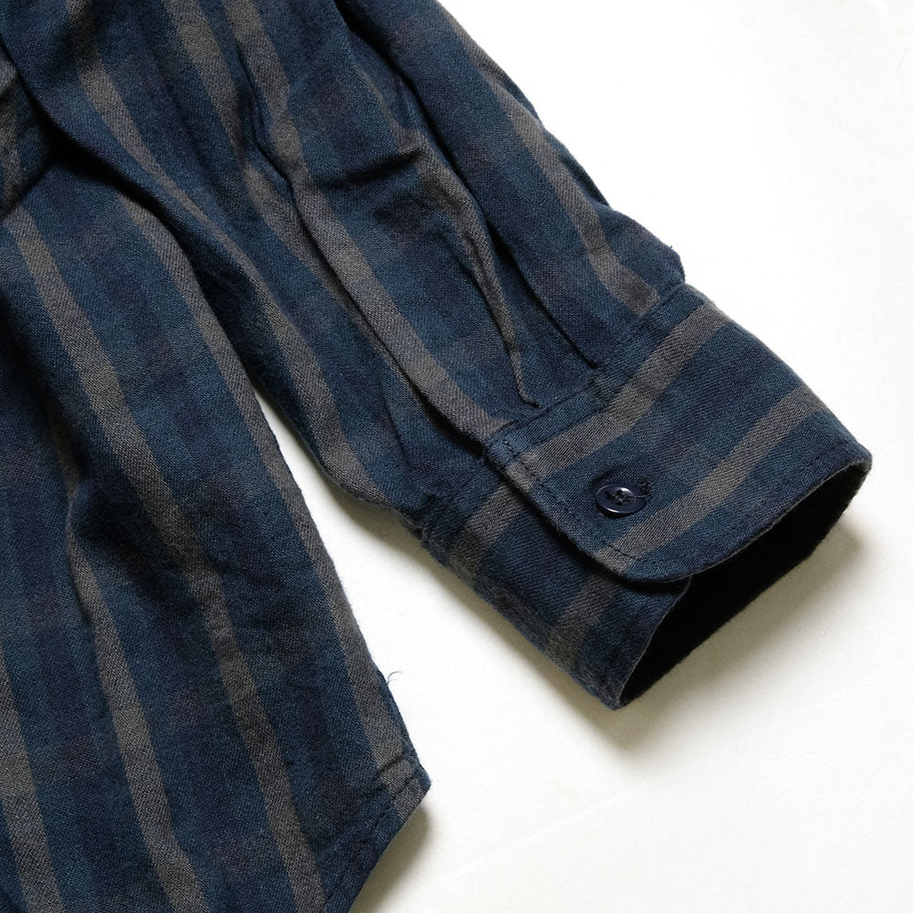 Engineered Garments - Banded Collar Shirt- Cotton Flannel Plaid - LN055